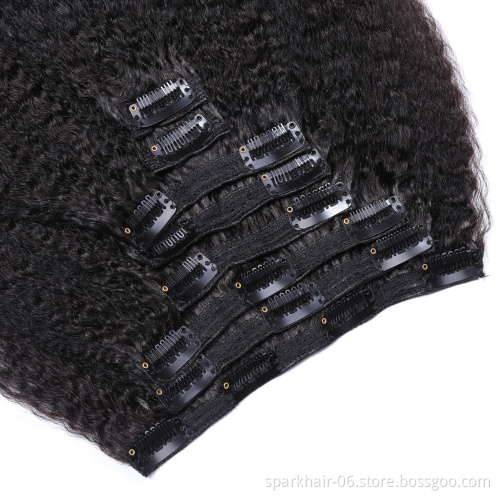 SPARK 100% Russian Human Remy Hair Clip ins Wholesale Invisible Seamless Clip in Hair Extension Human Hair